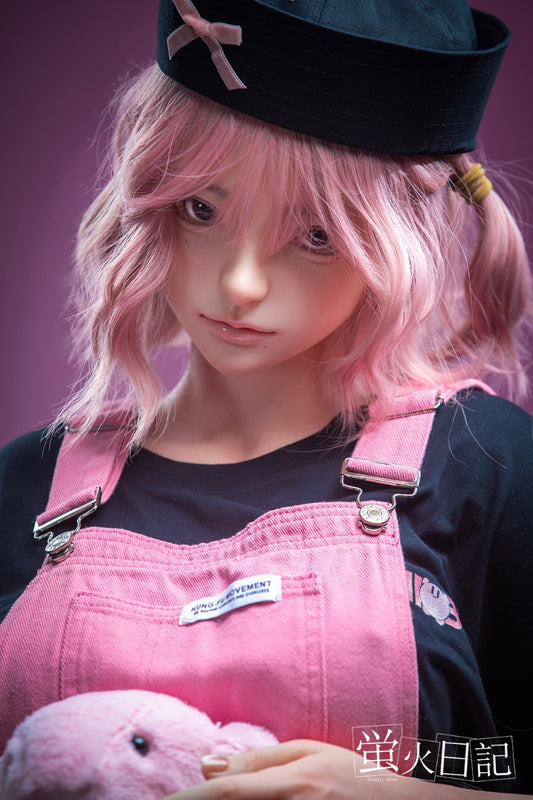 蛍火日記-菜々子 フルシリコン製 ぬいぐるみを抱えている ピンクの髪 可愛い女の子  ラブドール