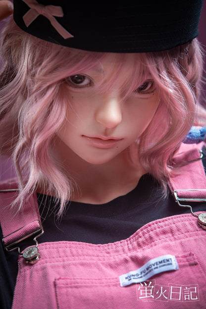 蛍火日記-菜々子 フルシリコン製 ぬいぐるみを抱えている ピンクの髪 可愛い女の子  ラブドール