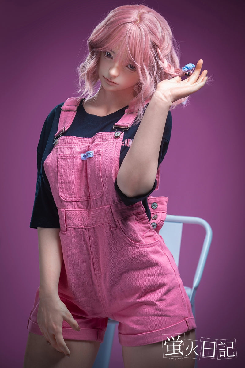 蛍火日記-菜々子 フルシリコン製 ぬいぐるみを抱えている ピンクの髪 可愛い女の子  ラブドール