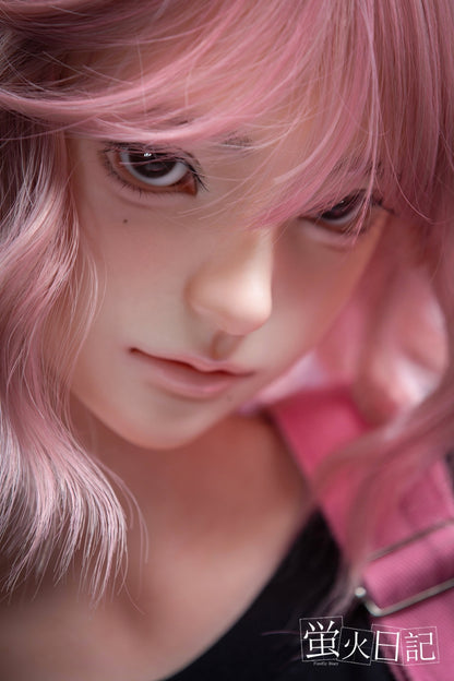 蛍火日記-菜々子 フルシリコン製 ぬいぐるみを抱えている ピンクの髪 可愛い女の子  ラブドール